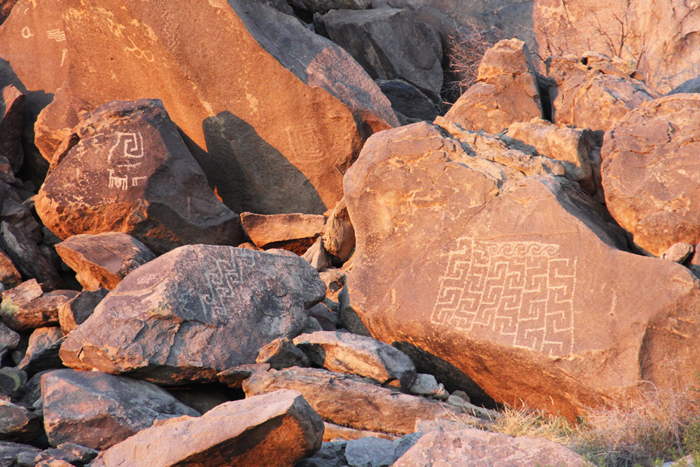 Ancient petroglyphs at Rancho Puerto Blanco in Caborca, Sonora